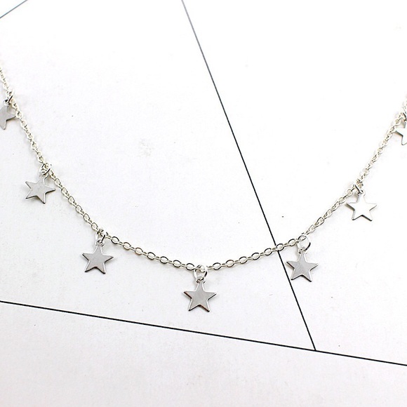 Gold and Silver Star Choker Necklace - Picture 4 of 7